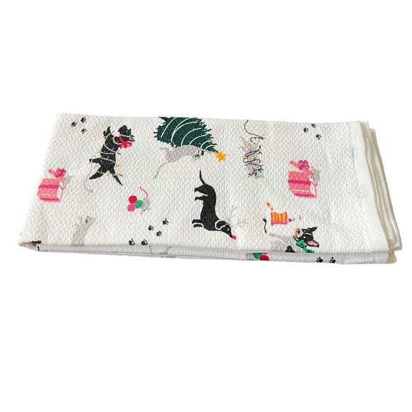 Kate Spade Christmas Dogs & Cats Kitchen Towel Set of 2 Designer Holiday 17x28 - Picture 4 of 12